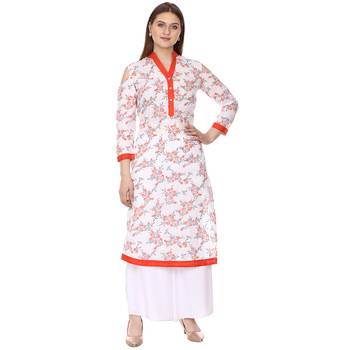 Orange printed Cotton kurti 1