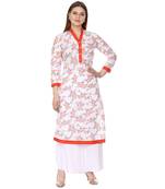 Orange printed Cotton kurti