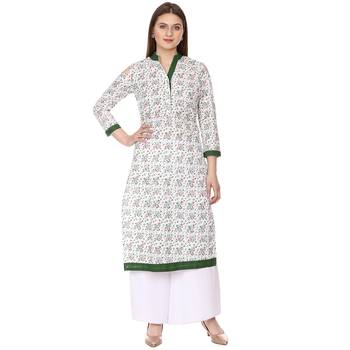 Green printed Cotton kurti 1