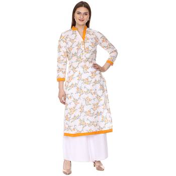 Yellow printed Cotton kurti 1