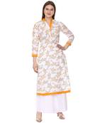 Yellow printed Cotton kurti