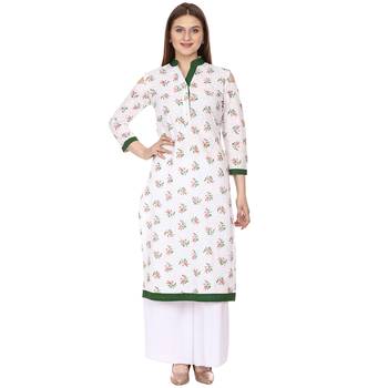 White printed Cotton kurti 1