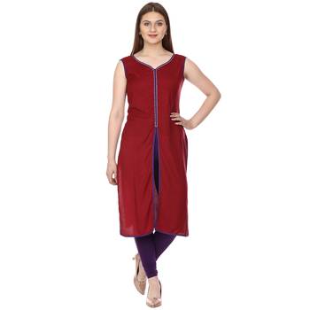 Maroon printed Rayon kurti 1