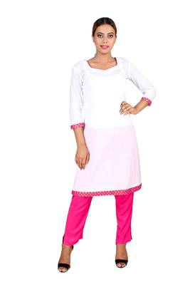 White plain Cotton kurti 1
