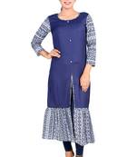 blue plain Rayon kurti