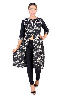 Black plain Crepe kurti 1