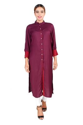 Purple plain Rayon kurti 1