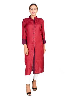 Maroon plain Rayon kurti 1