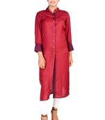 Maroon plain Rayon kurti