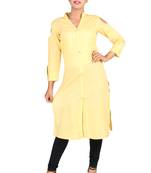 Yellow plain Cotton kurti
