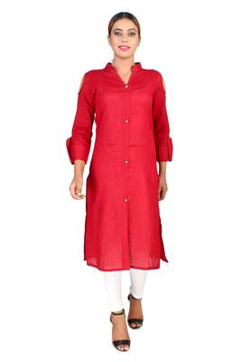 Maroon plain Cotton kurti 1