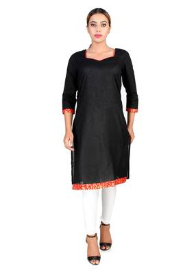 Black plain Cotton kurti 1