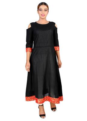 Black plain Cotton kurti 1