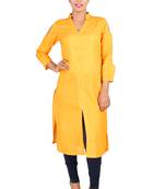 Yellow plain Cotton kurti