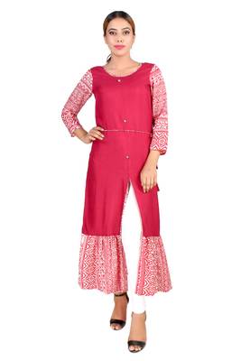 pink plain Rayon kurti 1
