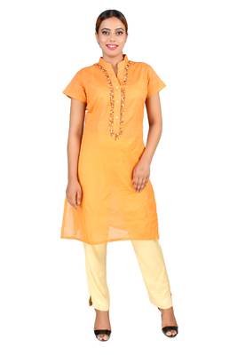 Yellow plain Cotton kurti 1