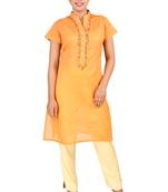 Yellow plain Cotton kurti