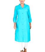 Blue plain Cotton kurti