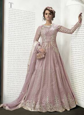 Baby Pink Net Anarkali Suit 1