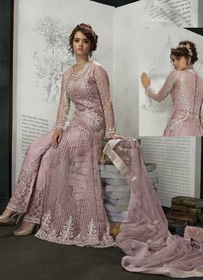 Baby Pink Net Anarkali Suit 2