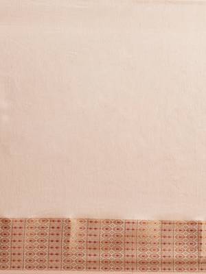 Peach printed linen saree with blouse 3