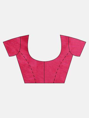 Peach printed linen saree with blouse 5