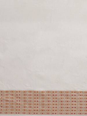 Grey printed linen saree with blouse 3