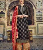 Black Jacquard Silk Pakistani Style Suit