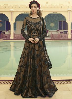 Black Golden Traditional Embroidered Anarkali Gown 1