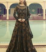 Black Golden Traditional Embroidered Anarkali Gown