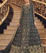 Dark Grey Net Pakistani Salwar Kameez