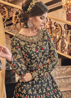Dark Grey Net Pakistani Salwar Kameez 3