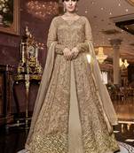 Beige Net Pakistani Salwar Kameez