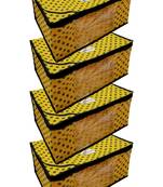 Shree Shyam Products Polka Print Non Woven Box Yellow Saree Cover 4 Pcs Set