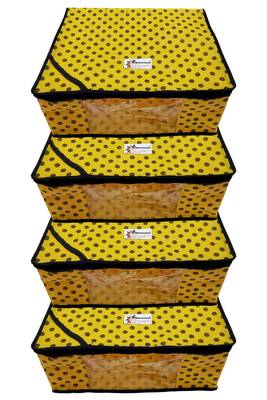 Shree Shyam Products Polka Print Non Woven Box Yellow Saree Cover 4 Pcs Set 3