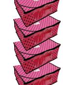 Shree Shyam Products Polka Print Non Woven Box Pink Saree Cover 4 Pcs Set