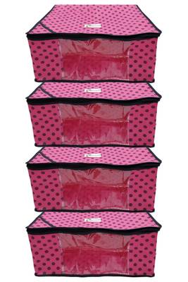 Shree Shyam Products Polka Print Non Woven Box Pink Saree Cover 4 Pcs Set 2