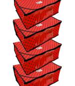 Shree Shyam Products Polka Print Non Woven Box Yellow Red Cover 4 Pcs Set