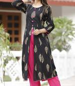 Black Rayon Kurti 12 Kali With Pant