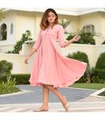Pink Rayon Midi Dress Office wear
