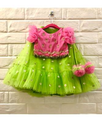 Green Net Embroidered Skirt With Hand Embroidered Blouse 2