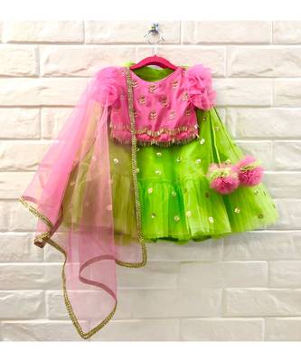 Green Net Embroidered Skirt With Hand Embroidered Blouse 1