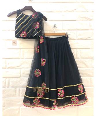 Black Attached Dupatta Lehenga Set 1