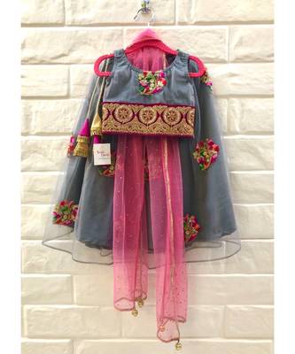 Grey Emroidered Lehenga Set 1