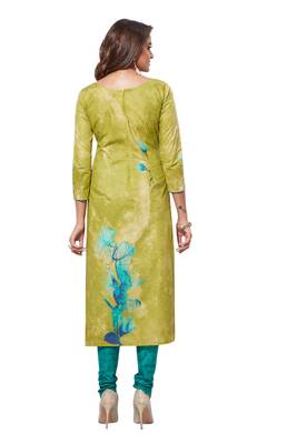 Green Sky Blue Printed Unstitched Synthetic Dress Material With Printed Dupatta 2