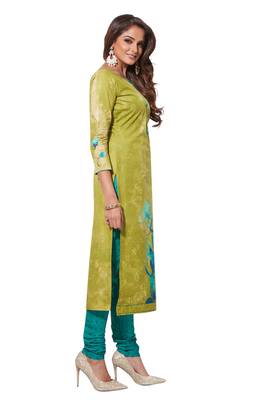 Green Sky Blue Printed Unstitched Synthetic Dress Material With Printed Dupatta 3