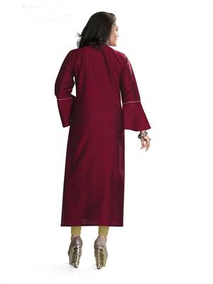 Maroon Embroidered Silk Silk Kurtis 2