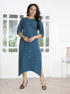 Blue Printed Cotton Kurtis 1