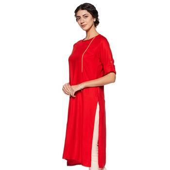 Red plain rayon ethnic-kurtis 3