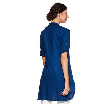 Blue plain rayon ethnic-kurtis 2